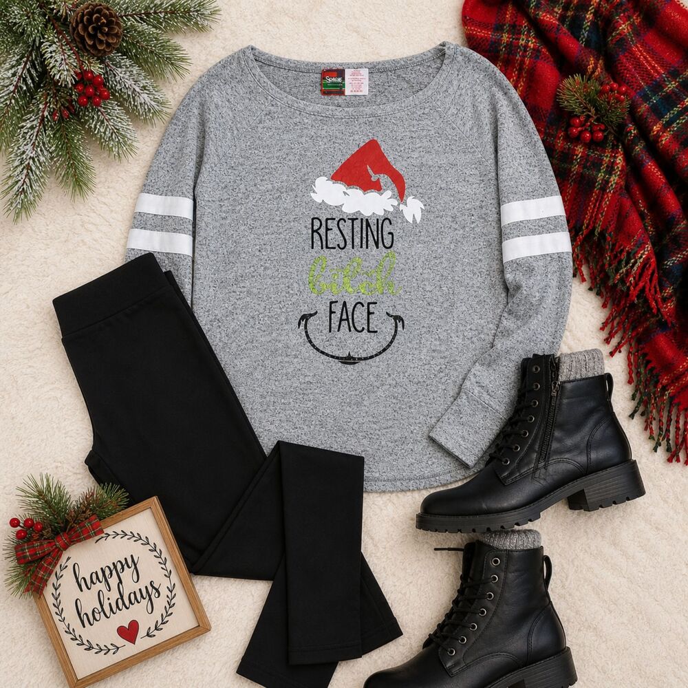 Spencer's Grinch Resting B**** Face Shirt Womens M Christmas Holiday Graphic